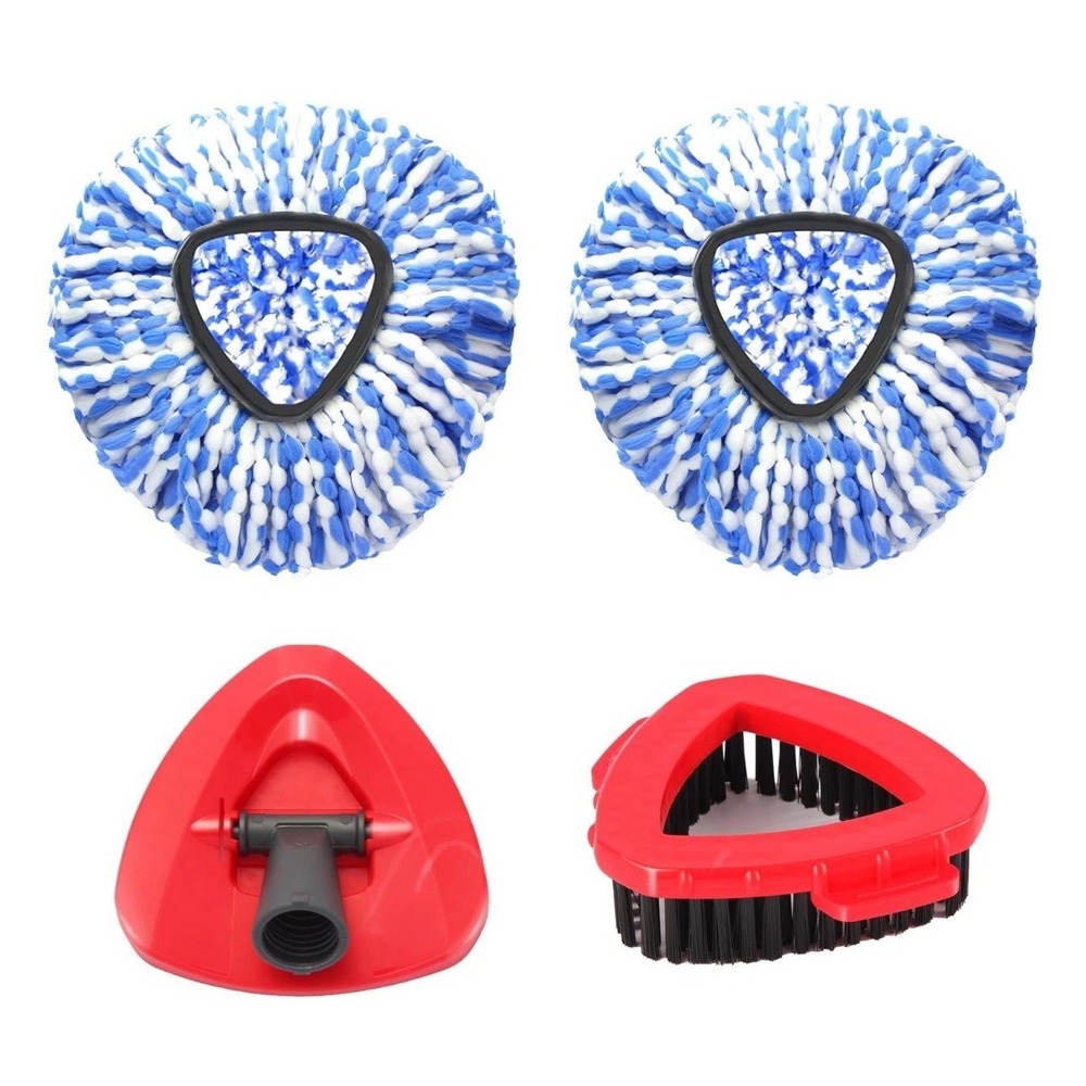 O-Cedar RinseClean 2-Tank Spin Mop Replacement Set - 2 Microfiber + Brush + Base